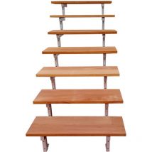 Vinuovo - Escalier en acier bali, 7 marches en bois exotique Bangkirai, Hauteur 122 cm - l 80 cm