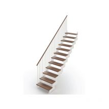 Escalier droit 10 marches - Hauteur à franchir de 1.93 à 2.42m - Largeur 85cm - Structure blanche et marches Noyer - COMPO85V/SBMNOY-10