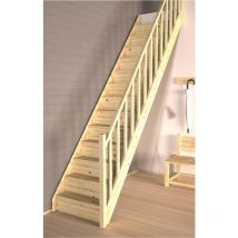 Handystairs - Escalier droit ouvert Vega60' - bois de pin - 60cm de large - fermé - Pas de main courante