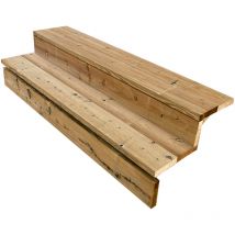 Berlin Escalier extérieur bois 2 marches h 37cm L-140cm - avec contre marche
