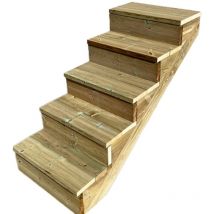Vinuovo - Berlin Escalier extérieur bois 5 marches h 88cm L-60cm - avec contre marche