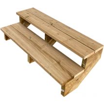 Berlin Escalier extérieur bois 2 marches h 37cm L-120cm - sans contre marche