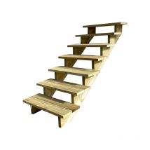 Berlin Escalier extérieur bois 7 marches h 122cm L-100cm - sans contre marche