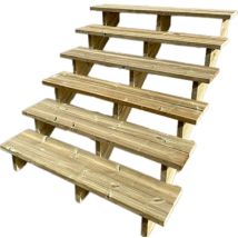 Berlin Escalier extérieur bois 6 marches h 105cm L-140cm - sans contre marche