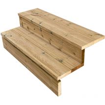 Vinuovo - Berlin Escalier extérieur bois 2 marches h 37cm L-100cm - avec contre marche