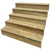 Berlin Escalier extérieur bois 5 marches h 88cm L-140cm - avec contre marche