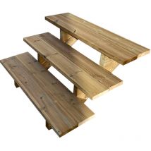 Berlin Escalier extérieur bois 3 marches h 54cm L-100cm - sans contre marche