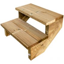 Berlin Escalier extérieur bois 2 marches h 37cm L-60cm - sans contre marche