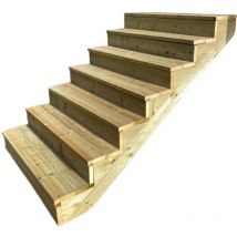 Berlin Escalier extérieur bois 7 marches h 122cm L-140cm - avec contre marche