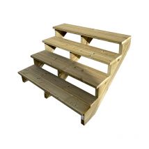 Berlin Escalier extérieur bois 4 marches h 71cm L-140cm - sans contre marche