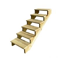 Berlin Escalier extérieur bois 6 marches h 105cm L-80cm - sans contre marche