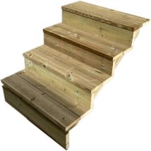 Berlin Escalier extérieur bois 4 marches h 71cm L-80cm - avec contre marche