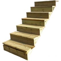 Berlin Escalier extérieur bois 7 marches h 122cm L-100cm - avec contre marche