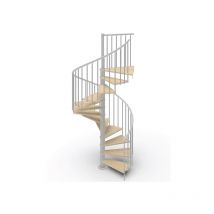 Escalier colimaçon 10 marches - Hauteur à franchir 2.05 à 2.40m - ø 180cm - Trémie ronde - Structure grise et marches Naturel - PHOLA180/SGMNAT-10