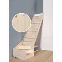 Handystairs - escalier quart tournant fermé 'Vega80' - Droite - 13 marches en pin - Sans main courante