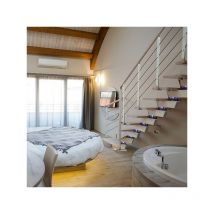 Matisère - Escalier quart tournant 13 marches - Hauteur à franchir de 2.60 à 3.11m - Largeur 75cm - Limon central - Noyer et anthracite