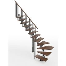 Matisère - Escalier quart tournant 13 marches - Hauteur à franchir de 2.60 à 3.11m - Largeur 85cm - Limon central - Noyer et anthracite