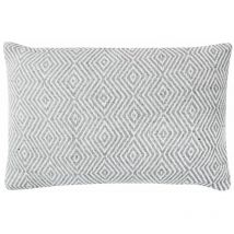 Thedecofactory - escapade - Coussin ethnique motif ikat blanc et gris 60x40