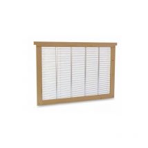 Escludiregina a diaframma a griglia in acciaio zincato con telaio legno made in italy