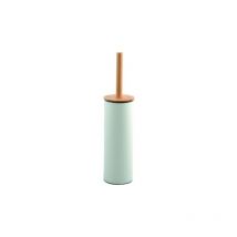 Spirella - Escobillero con soporte de acero y bambú adonis Blanco mate - Cerdas resistentes de silicona