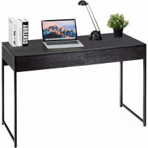Costway - Escritorio con 2 Cajones Mesa de Ordenador con Marco de Acero Mesa de Trabjo para Hogar Oficina 112x48x76centímetros (Negro)