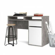Escritorio de hormigón blanco 110 x 48 x 77 h con compartimento y cajón