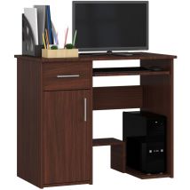 Abamihome - Escritorio de ordenador akord jay Wenge 90 cm 1 puerta 1 cajón Wenge 3 estantes 90x50x74 cm