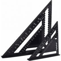 Alovez - Escuadra de carpintero multifuncional de 18 cm y 30 cm, regla triangular de aluminio, calibre de marcado, guía, transportador de ángulos de