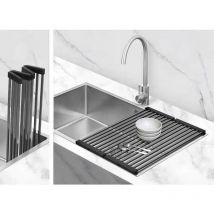 Andemen - Escurridor enrollable varilla cuadrada antracita para fregadero 44x32