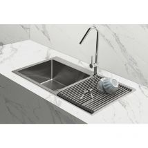 Andemen - Escurridor enrollable varilla redonda en acero cepillado para fregadero 44x32