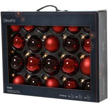 Webmarketpoint - Esfera de Vidrio Mate Transparente de Navidad Rojo Oscuro ø 7cm