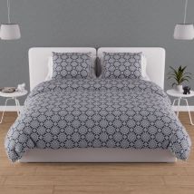 Parure housse de couette en coton 57 fils 260x240 cm esmeralda marine, par Soleil d'ocre
