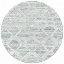 Pisa - Tapis Rond en relief Berbère esmiya Crème (120x120cm)