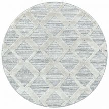 Pisa - Tapis Rond en relief Berbère esmiya Crème (160x160cm)