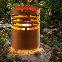 Rostfarbene Solar Feuerstelle Ottawa 22cm IP44 wetterfest outdoor 102380 - Esotec
