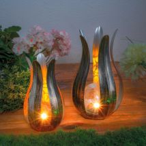 Solar Blumenleuchten Lilie 2 er Set silber - ø 12 und 15 cm 103113 - Esotec