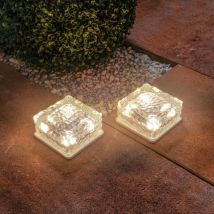 Solar Glas-Pflasterstein Leuchtstein für außen 2er set wetterfest 102560 - Esotec