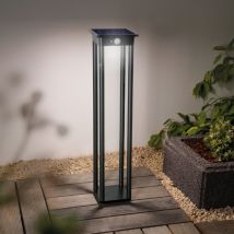 esotec Solar Pollerleuchte Meduno 66cm mit Sensor schwarz wetterfest IP44 102758