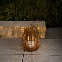 Esotec Solar Rattanleuchte Isabella 28 Crackle Bruchglas Kugel Boho-stil 102281