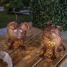 esotec Solarfiguren Kiki und Leo im 2er-Set, kupferfarben wetterfest 103101