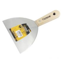 Espatula inoxidable mango madera 150 mm , Espátula ancha de 6 pulgadas, 150mmCon mango de maderaAgujero en mango para colgar. - Hoteche