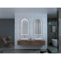 Espejo con luz led para vestidor, maquillaje, baño - luz perimetral integrada en marco de aluminio negro mate retroiluminado, doble sensor, anti-vaho