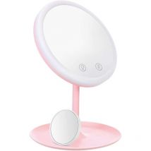 Mediawave Store - Espejo cosmético de mesa led Luz de maquillaje con ventilación recargable usb