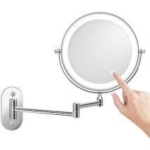 XVX - Espejo de aumento 10x iluminado montado en la pared de 8 pulgadas, espejo de maquillaje led con función de apagado automático de 0,5 horas,