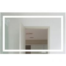 Espejo de baño de 23 w con lámpara de espejo led Vidrio templado brillante Blanco frío 6000 k, interruptor táctil -100×60 cm