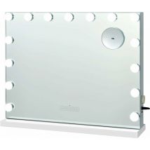 Costway - Espejo de Maquillaje con 15 Luces led Espejo con 3 Colores de Luz y un Espejo Pequeño con 10 Aumentos Espejo Cosmético Bluetooth
