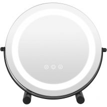 Dyhf - Skecten Redondo Vanity Mirror 30 cm, Giratorio 360, Brillo Regulable, Pantalla Táctil, Negro