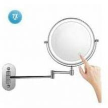 Peny - Espejo de maquillaje montado en la pared de 8 pulgadas 7X Espejo de baño con lupa led, giratorio 360° - Blanco