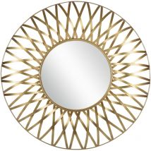Espejo de Pared Lima ø 70 cm Redondo de Cristal Marco de Metal Dorado Colgante de Diseño Moderno Elegante Circular Poligonal Decorativo de Baño