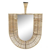 Espejo de pared Dkd Home Decor marrón ratán abanico tropical (50 x 2,5 x 72 cm)